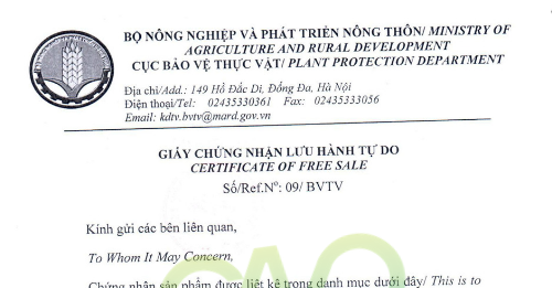 Hướng dẫn xin giấy chứng nhận lưu hành tự do tại Bộ Nông Nghiệp & Phát Triển Nông Thôn