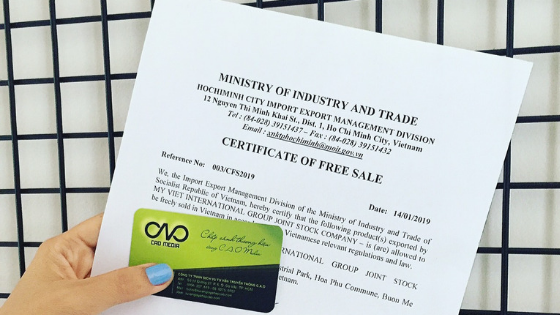Giấy Certificate of free sale cho hàng hóa xuất khẩu