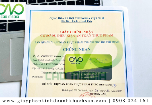 Giấy chứng nhận cơ sở sản xuất khô gà đủ điều kiện VSATTP