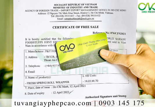 Đăng ký (CFS) mật hoa dừa đóng chai xuất khẩu như thế nào