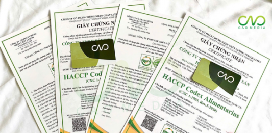 Giấy chứng nhận HACCP đóng gói tôm khô